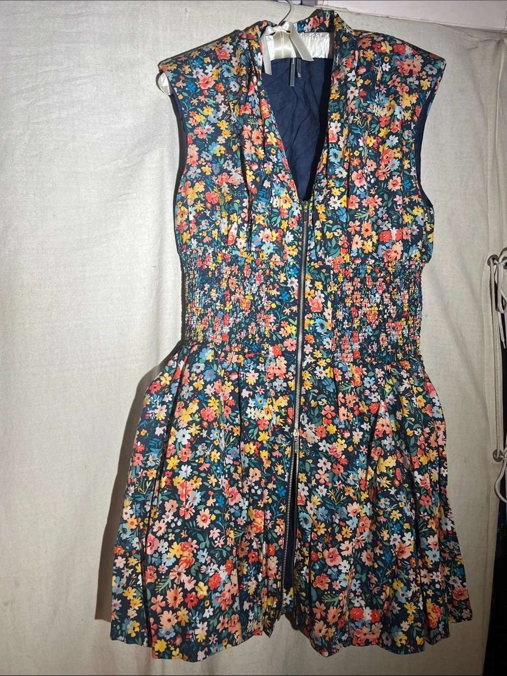 Anthropologie Navy Floral Midi Dress with Multicolor Blossoms NWOT L - Picture 8 of 13